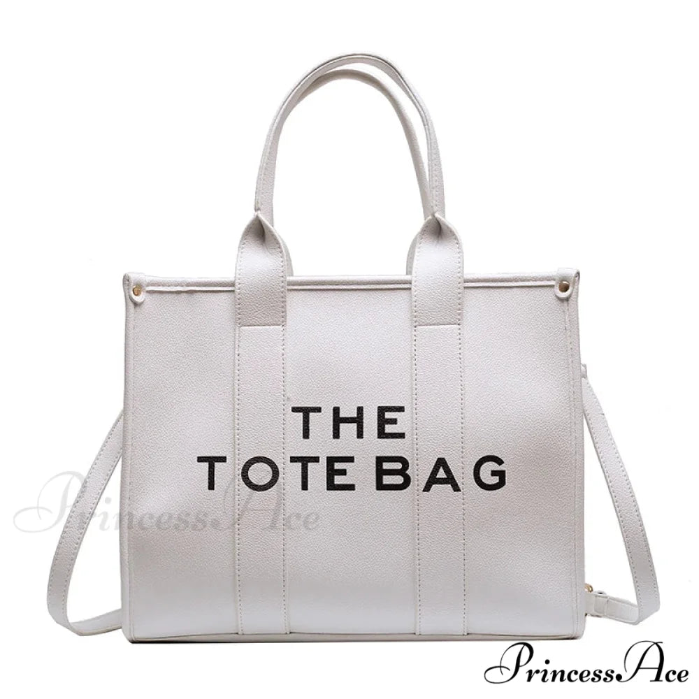 Soft PU Leather Tote Shoulder Handbag WHITE / 35cm X 15cm X 28cm handbag-250126