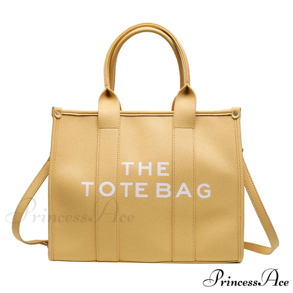 Soft PU Leather Tote Shoulder Handbag Yellow / 35cm X 15cm X 28cm handbag-250126