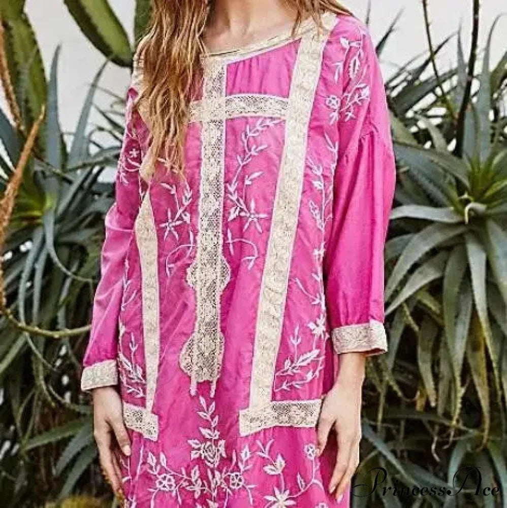 Soft Rayon Long Sleeve Bohemian Dress bohodress-250126