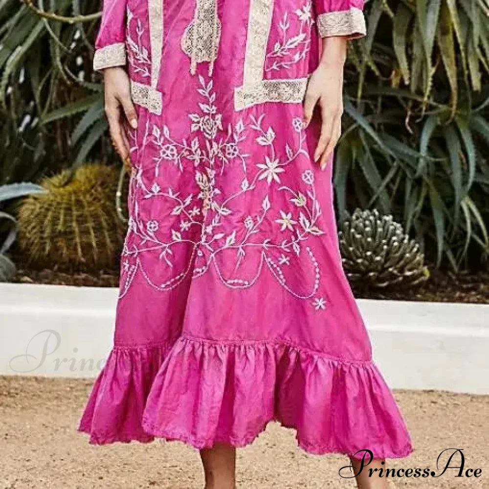 Soft Rayon Long Sleeve Bohemian Dress bohodress-250126