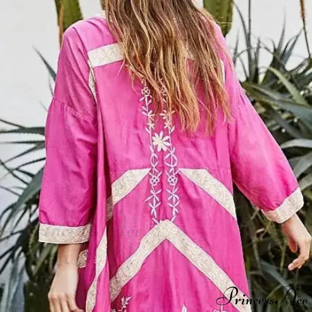 Soft Rayon Long Sleeve Bohemian Dress bohodress-250126