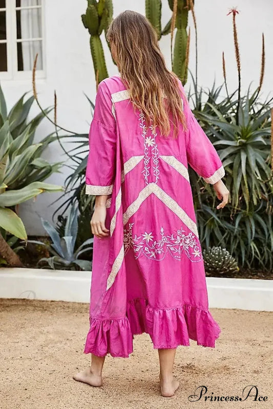 Soft Rayon Long Sleeve Bohemian Dress bohodress-250126