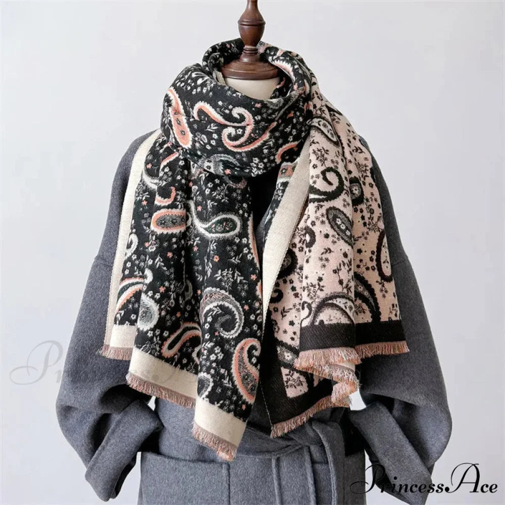 Soft Shawl Wraps Cold Scarf black scarf-241228