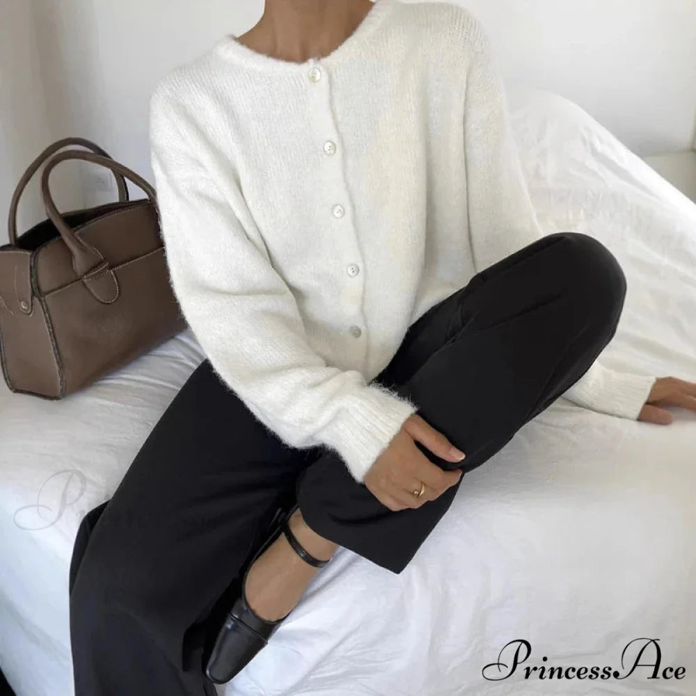 Soft Single-breasted Knit Cardigan cardigans-241228