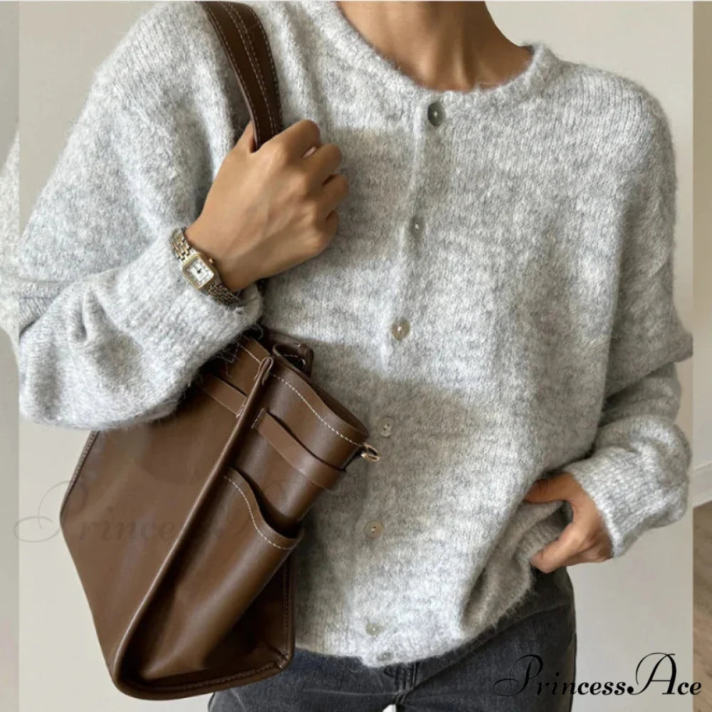 Soft Single-breasted Knit Cardigan cardigans-241228