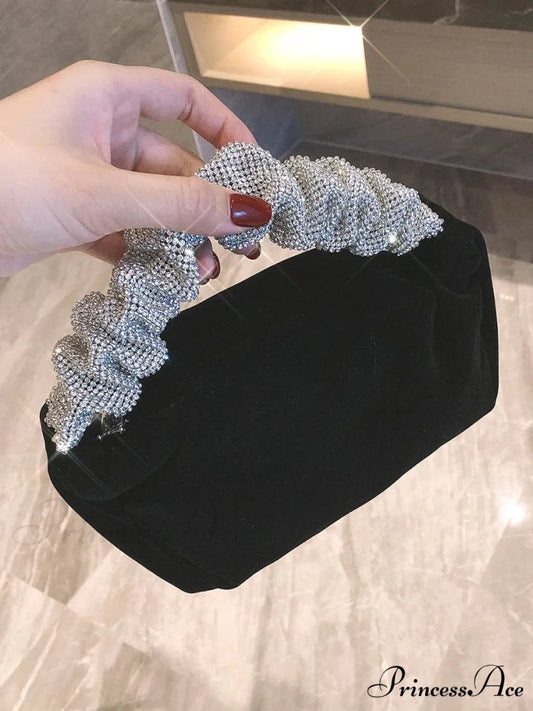 Soft Sparkling Formal Evening Clutch Purse Black clutchbag-250126