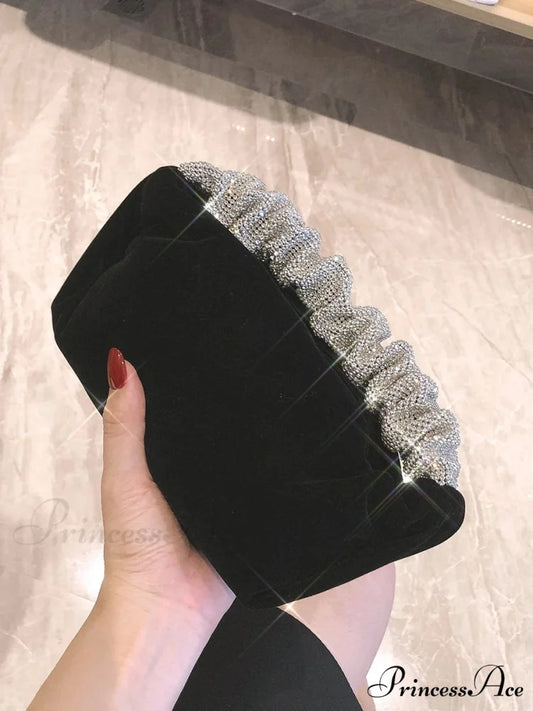 Soft Sparkling Formal Evening Clutch Purse Black clutchbag-250126