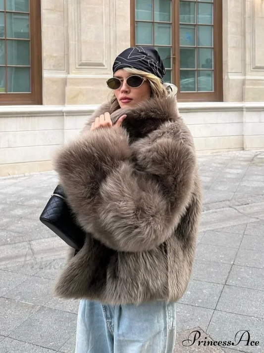 Soft Thick Winter Overcoat Brown / S coats-241228