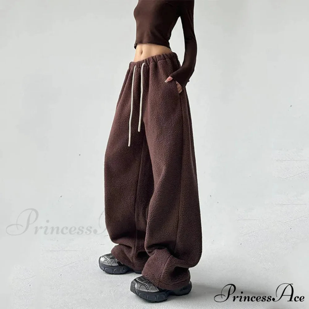 Soft Thicken Wool Wide Leg Trousers pants-241228