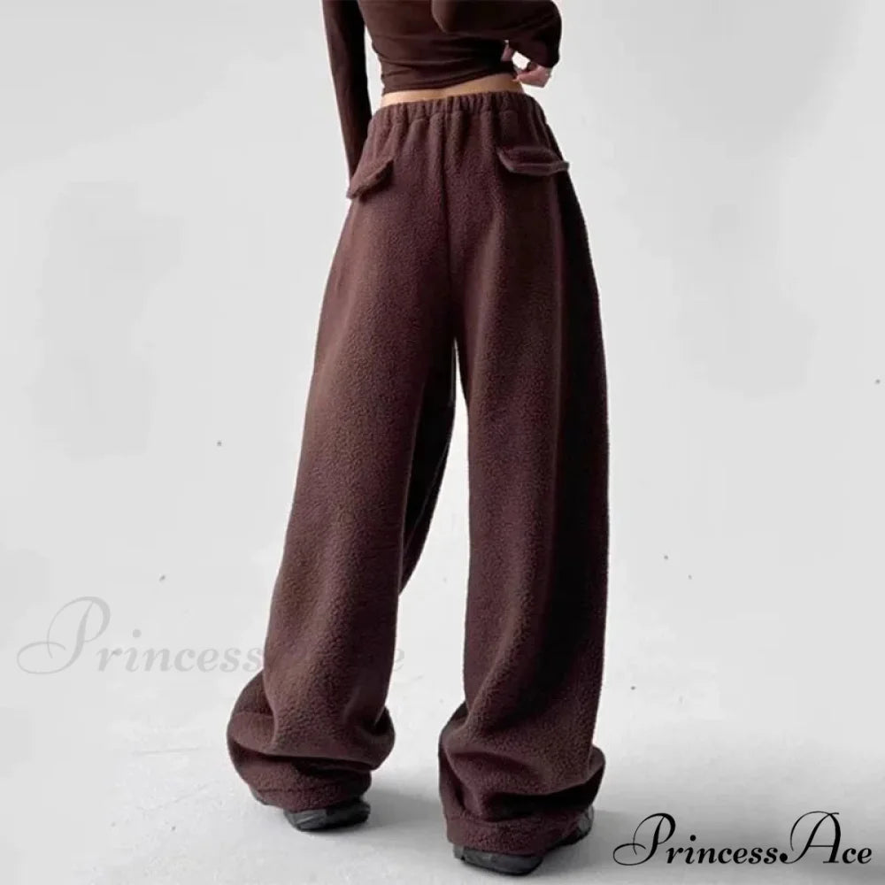 Soft Thicken Wool Wide Leg Trousers pants-241228