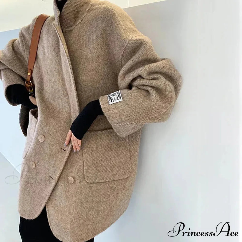 Soft Turn-Down Woolen Overcoat overcoats-241228