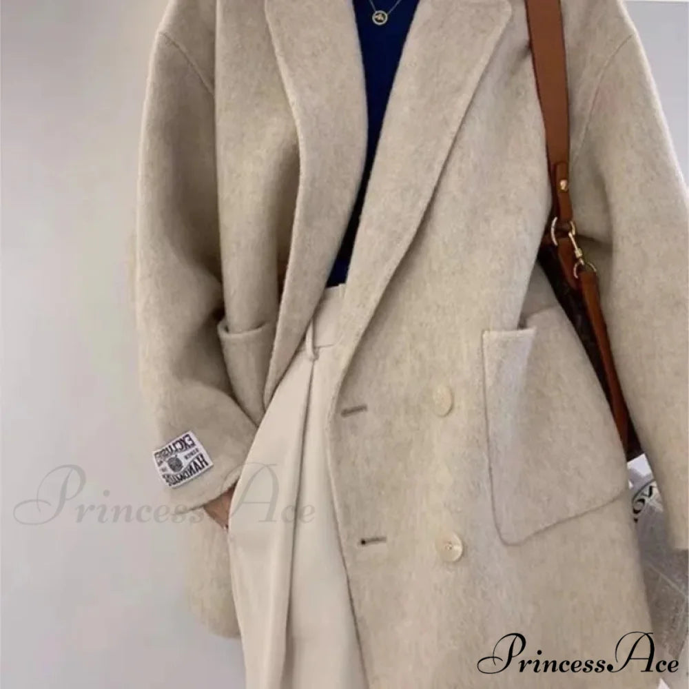 Soft Turn-Down Woolen Overcoat overcoats-241228