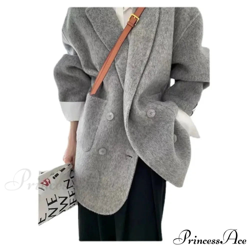 Soft Turn-Down Woolen Overcoat overcoats-241228