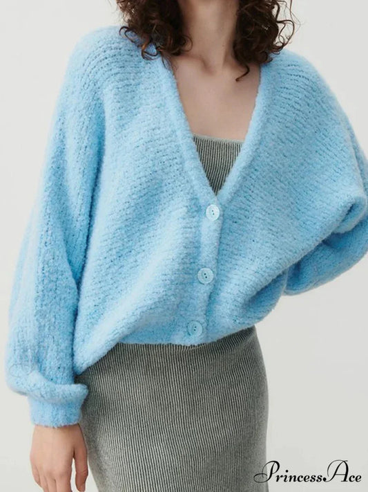 Soft V-neck Button-front Cardigan cardigans-241228