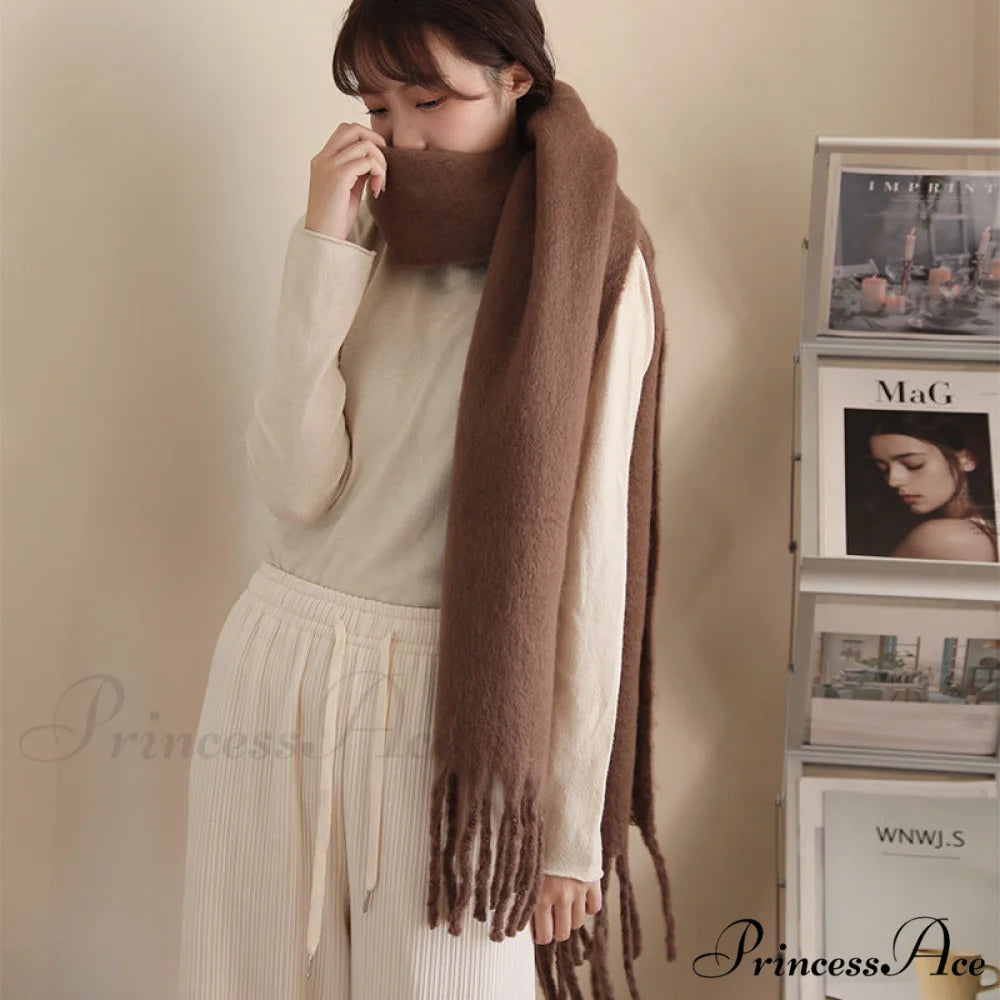 Soft Warm Cozy Elegant Trendy Classic Comfortable Knitted Scarf Cream white