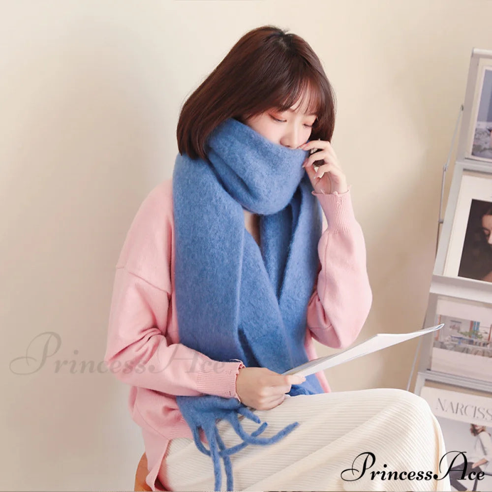 Soft Warm Cozy Elegant Trendy Classic Comfortable Knitted Scarf Cream white