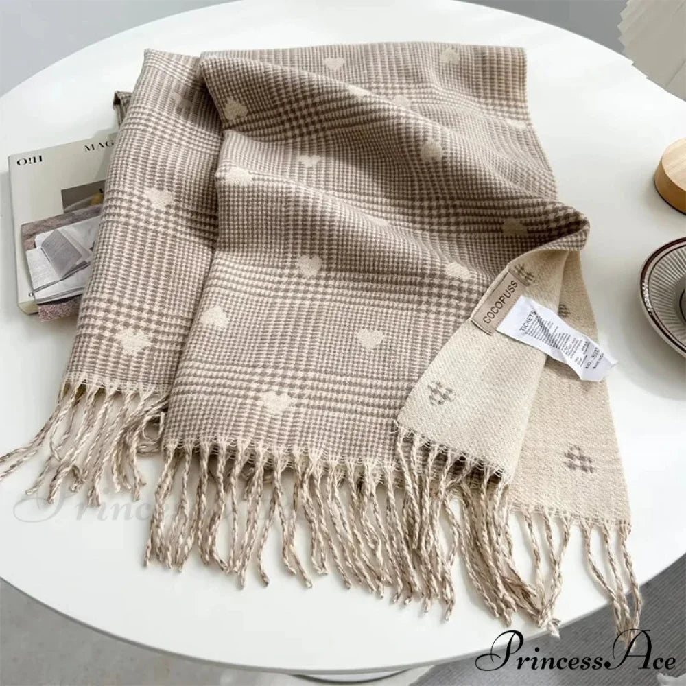 Soft Winter Checkered Pashmina Scarf brown 1 scarf-241228