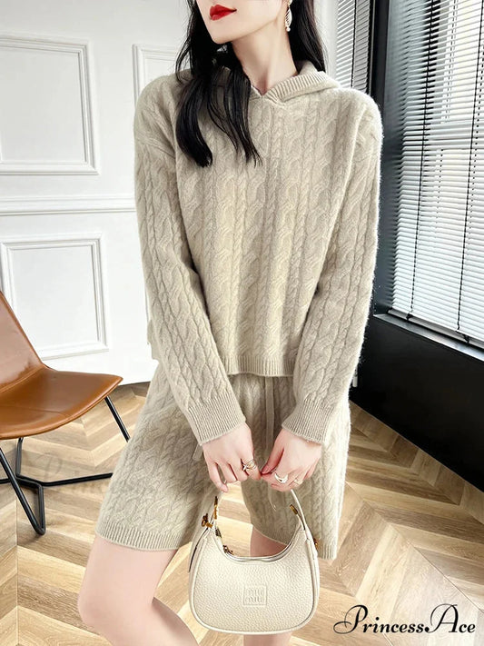 Soft Wool Sweater Suit Luxurious Sweater Beige Gray / S swraters-241228