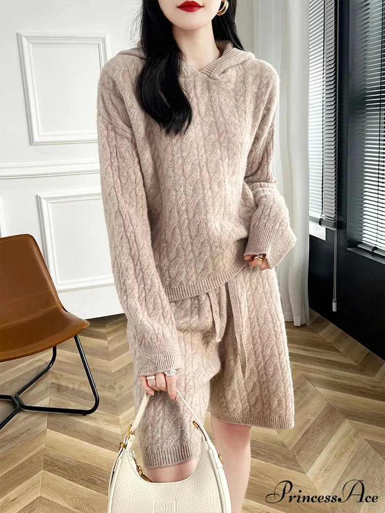 Soft Wool Sweater Suit Luxurious Sweater Gaoya Camel / S swraters-241228