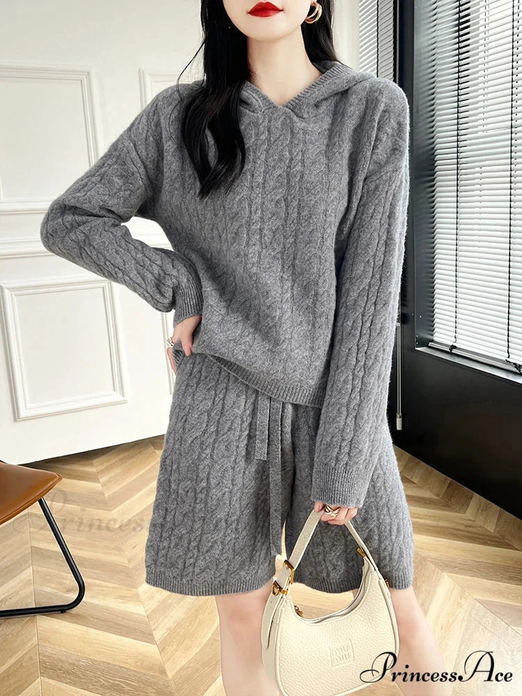 Soft Wool Sweater Suit Luxurious Sweater Mid Gray / S swraters-241228
