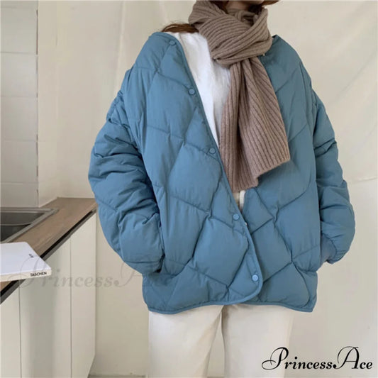 Solid All-Match Simple Fresh Stylish Warm Coat blue / One Size