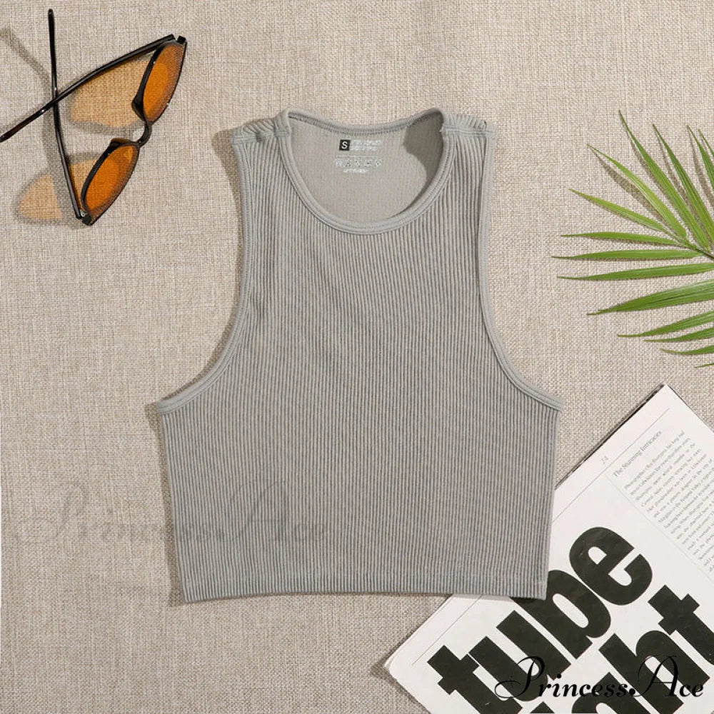 Solid Basic Seamless Streetwear Tank Tops grey / S