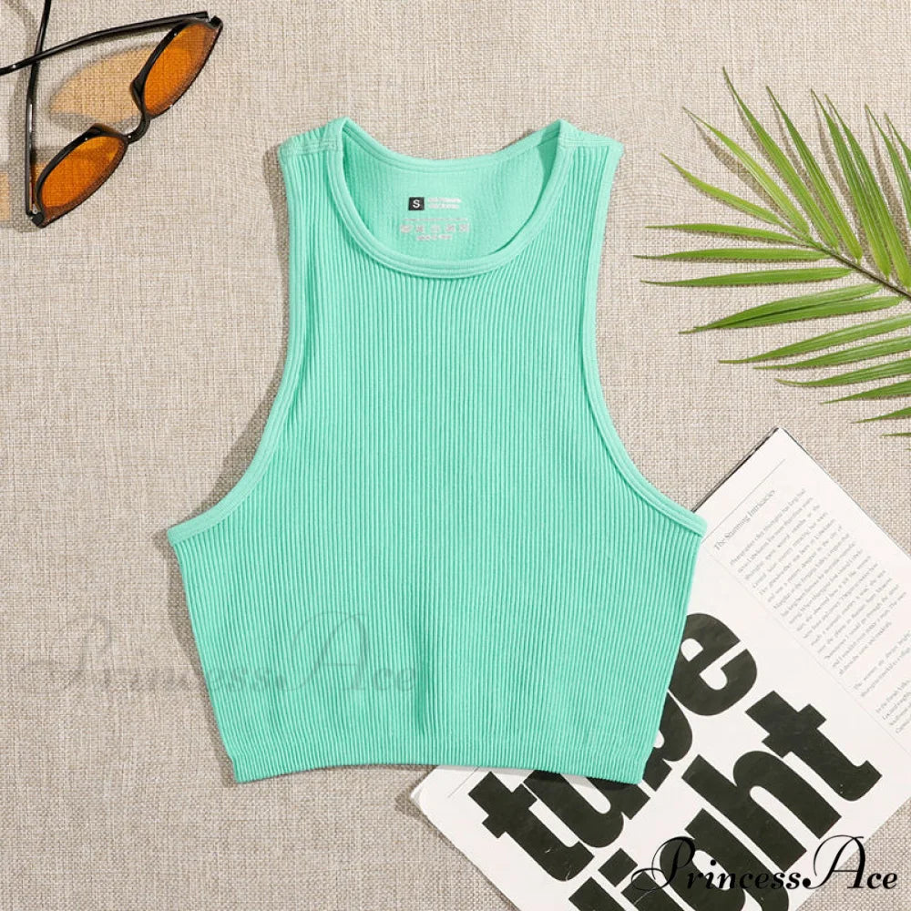 Solid Basic Seamless Streetwear Tank Tops light green / S