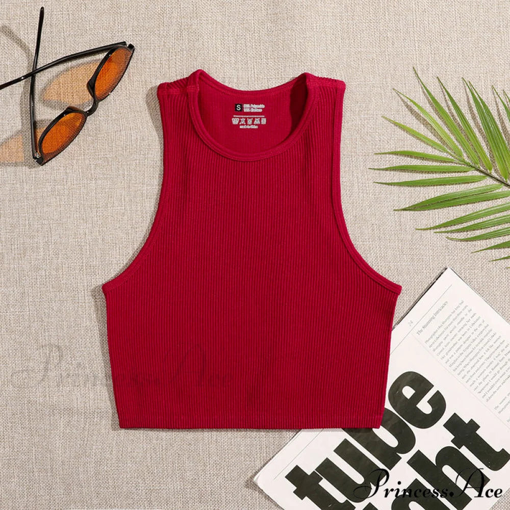 Solid Basic Seamless Streetwear Tank Tops Red / S