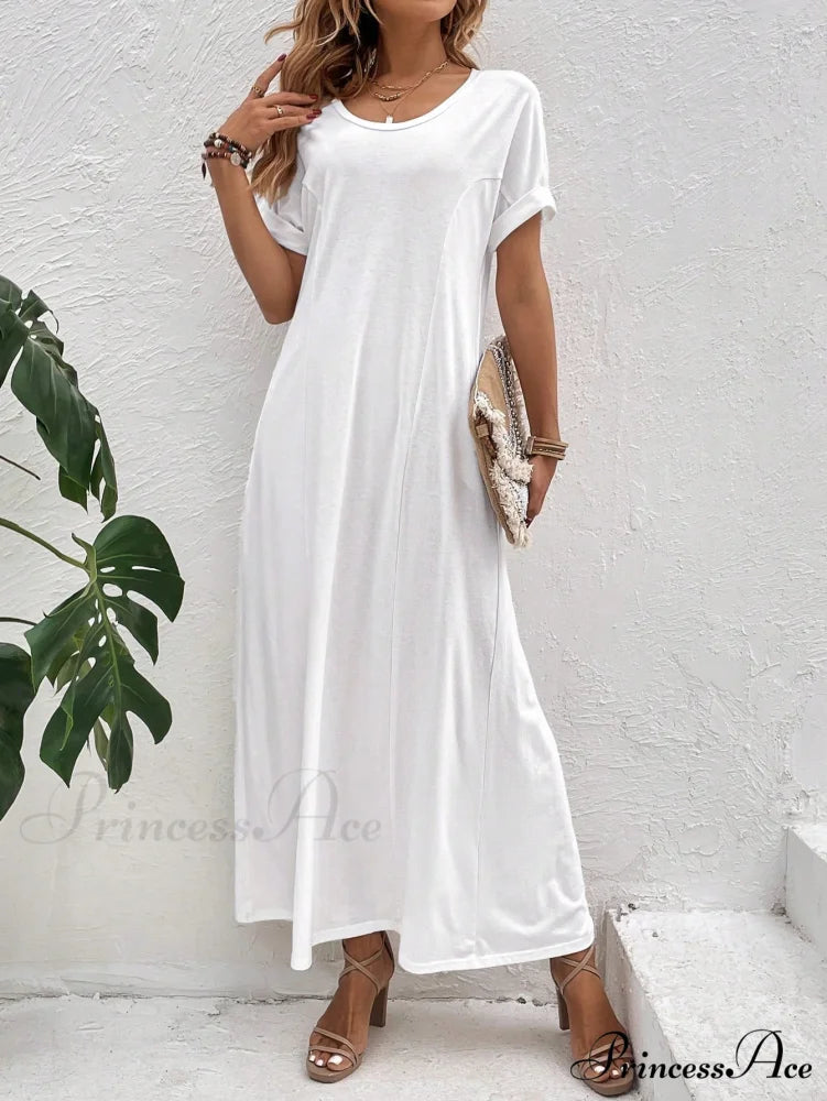 Solid Batwing Sleeve Tee Dress