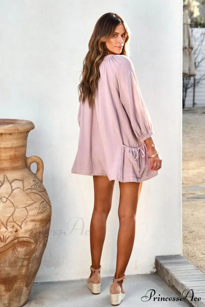 Solid Color Loose Rompers Pink / XL