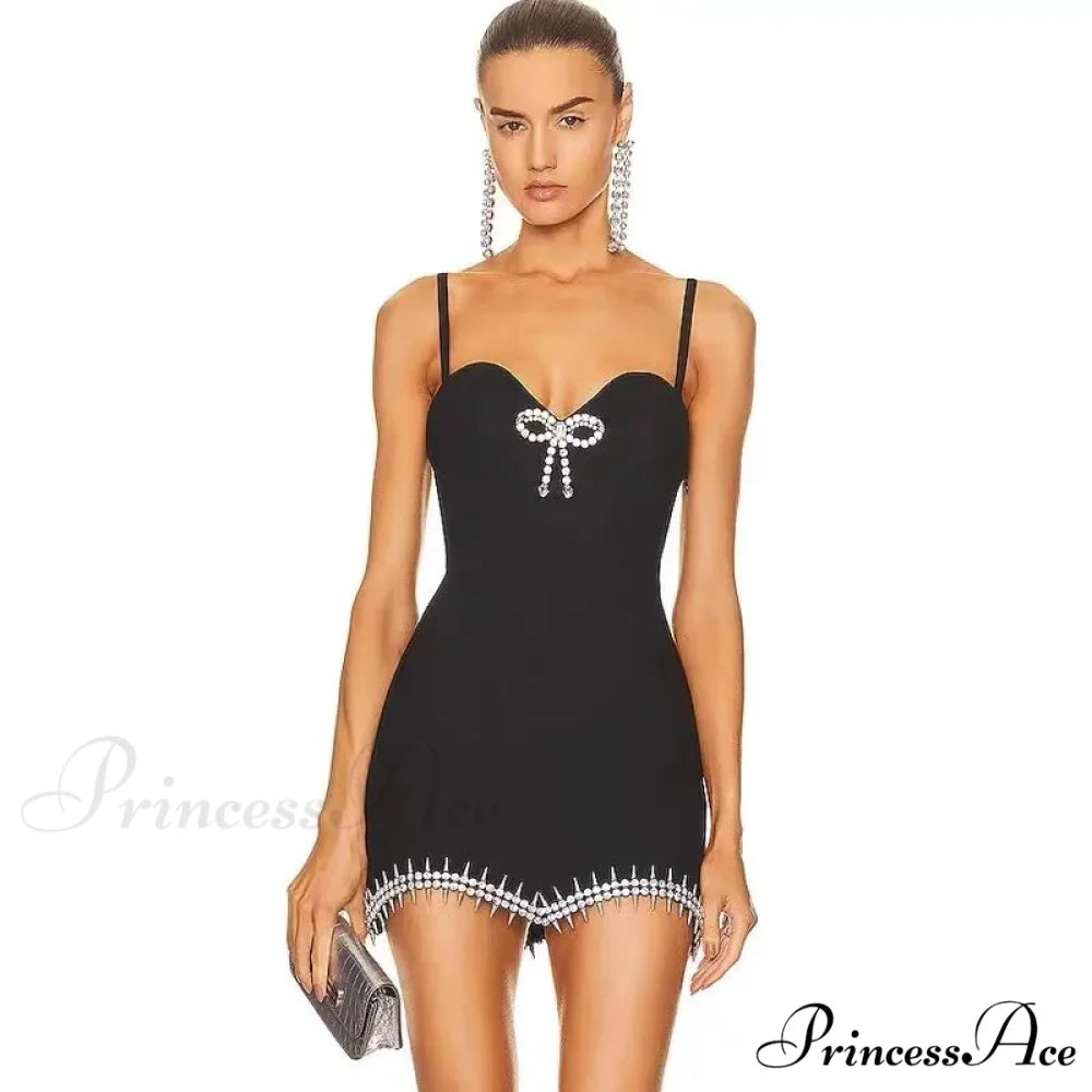 Solid Color Mini Backless Party Dress Black / XS