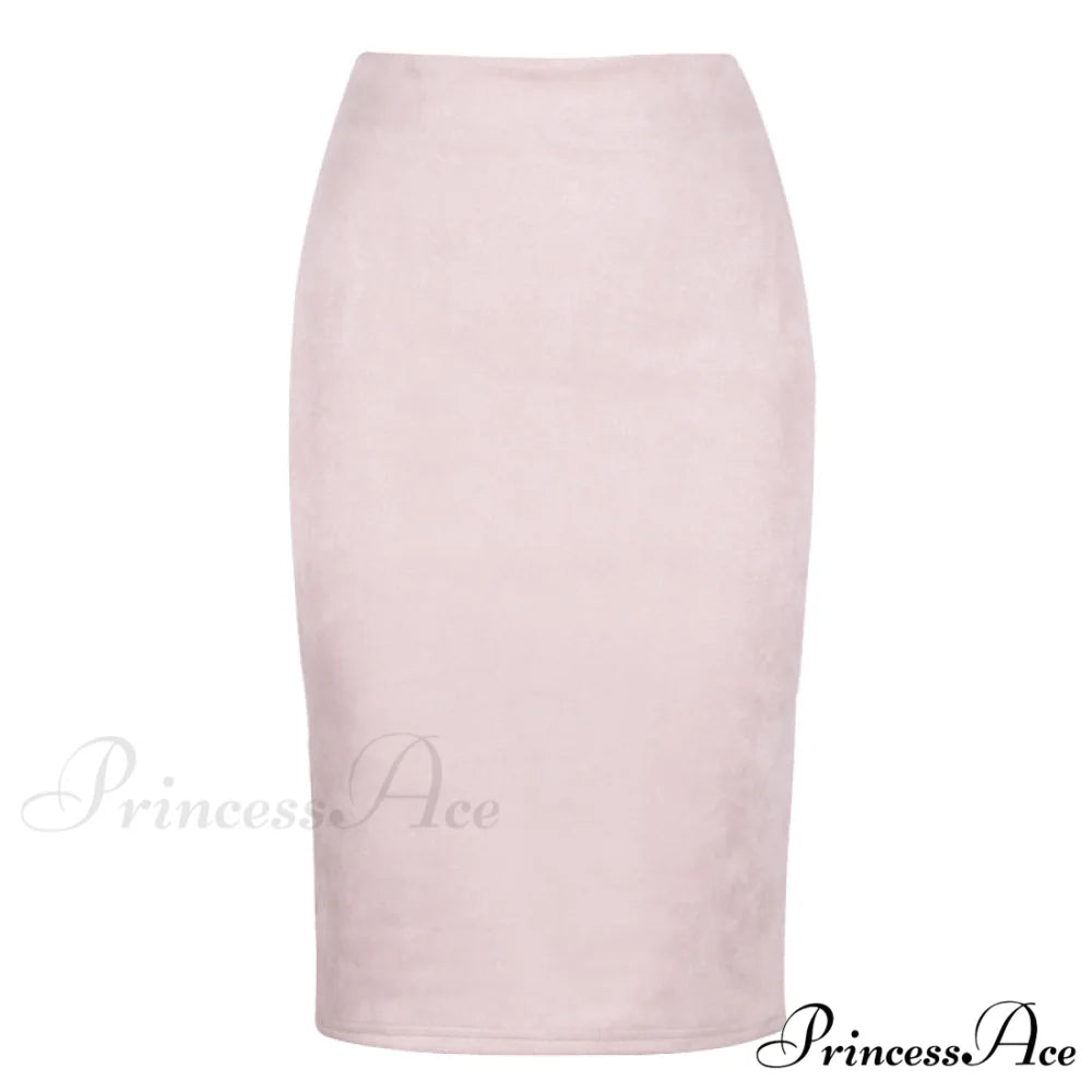 Solid Color Pencil Skirt white / S