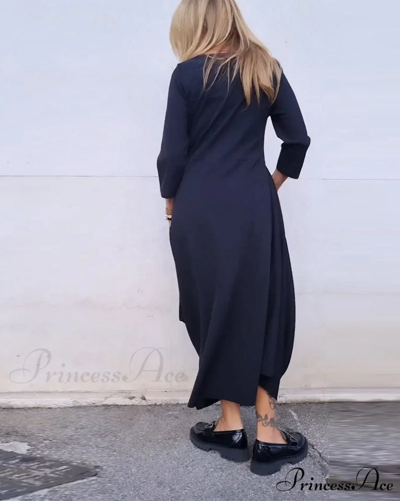 Solid Color Pocket Dress