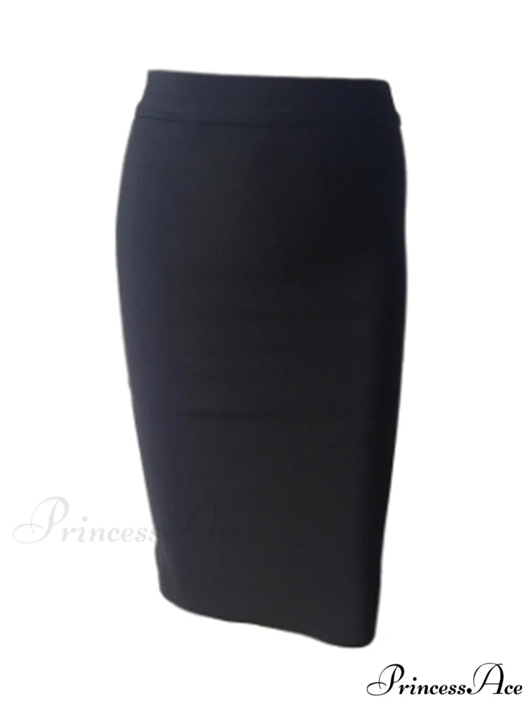 Solid Color Sexy Bodycon Party Bandage Skirt Black / XS