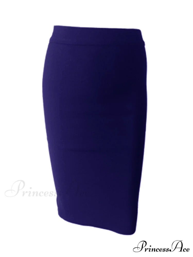 Solid Color Sexy Bodycon Party Bandage Skirt Blue / XS