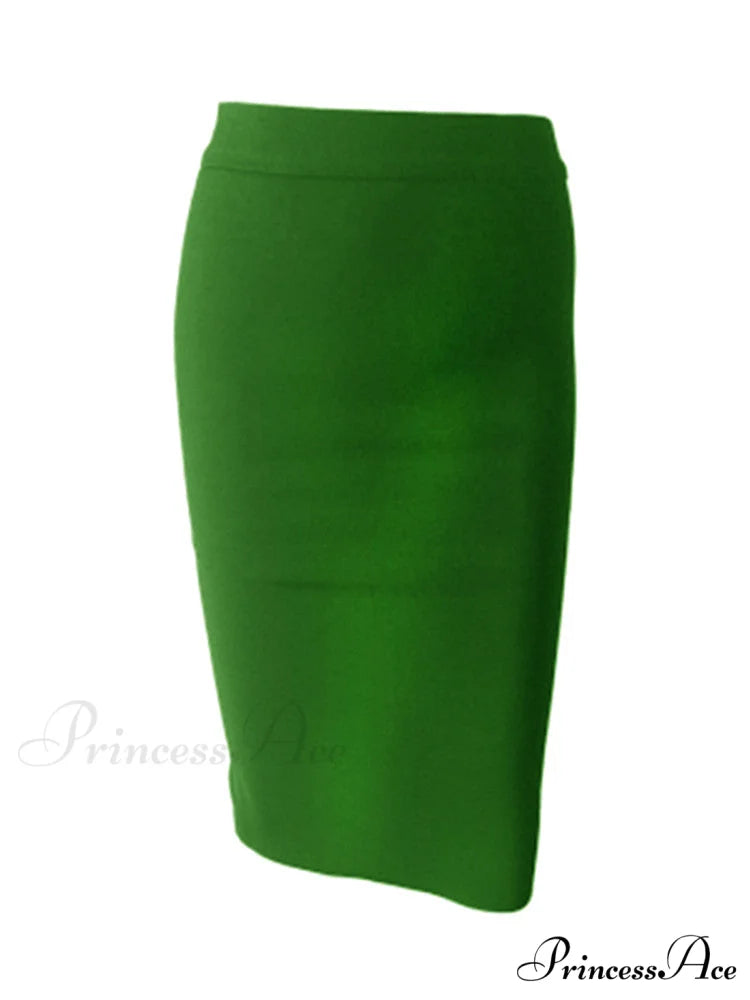 Solid Color Sexy Bodycon Party Bandage Skirt Green / XS