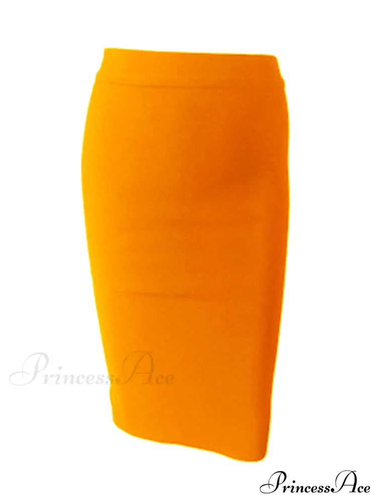 Solid Color Sexy Bodycon Party Bandage Skirt Orange / XS