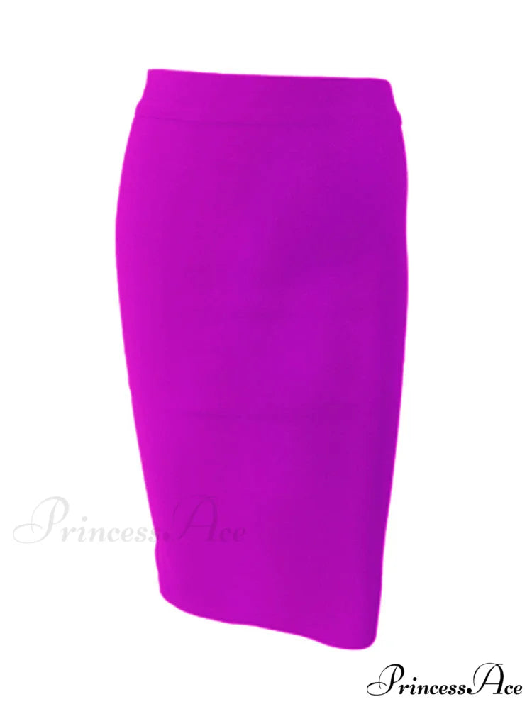 Solid Color Sexy Bodycon Party Bandage Skirt Purple / XS