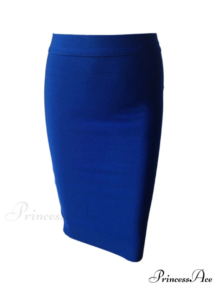 Solid Color Sexy Bodycon Party Bandage Skirt Royalblue / XS
