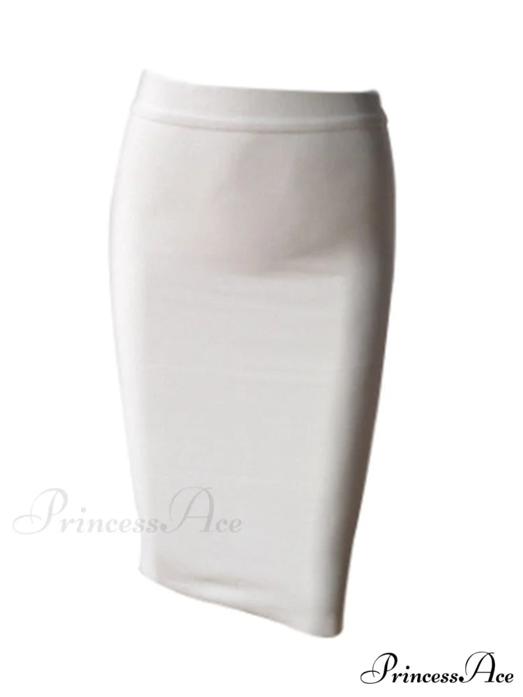 Solid Color Sexy Bodycon Party Bandage Skirt white / XS