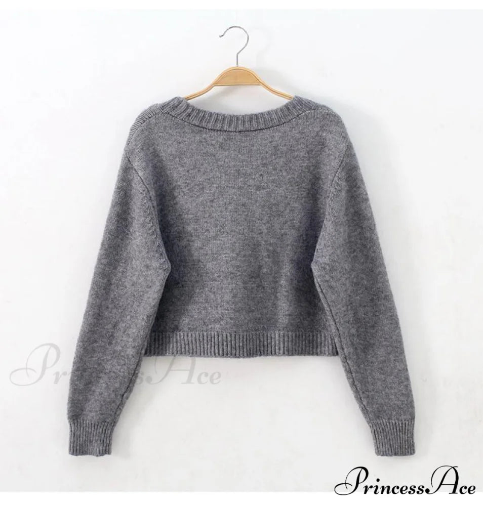 Solid Color Single-breasted Knit Cardigan