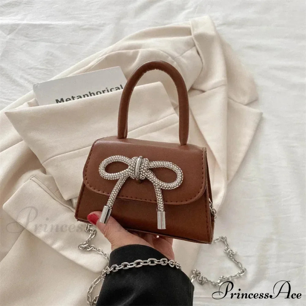 Solid Color Small PU Crossbody Brown crossbody-250126