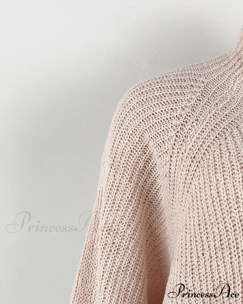Solid Color Turtleneck Sweater Knitted Mini Dress