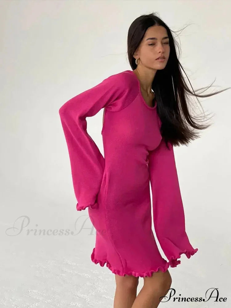 Solid Cotton Maxi Dress RED / S