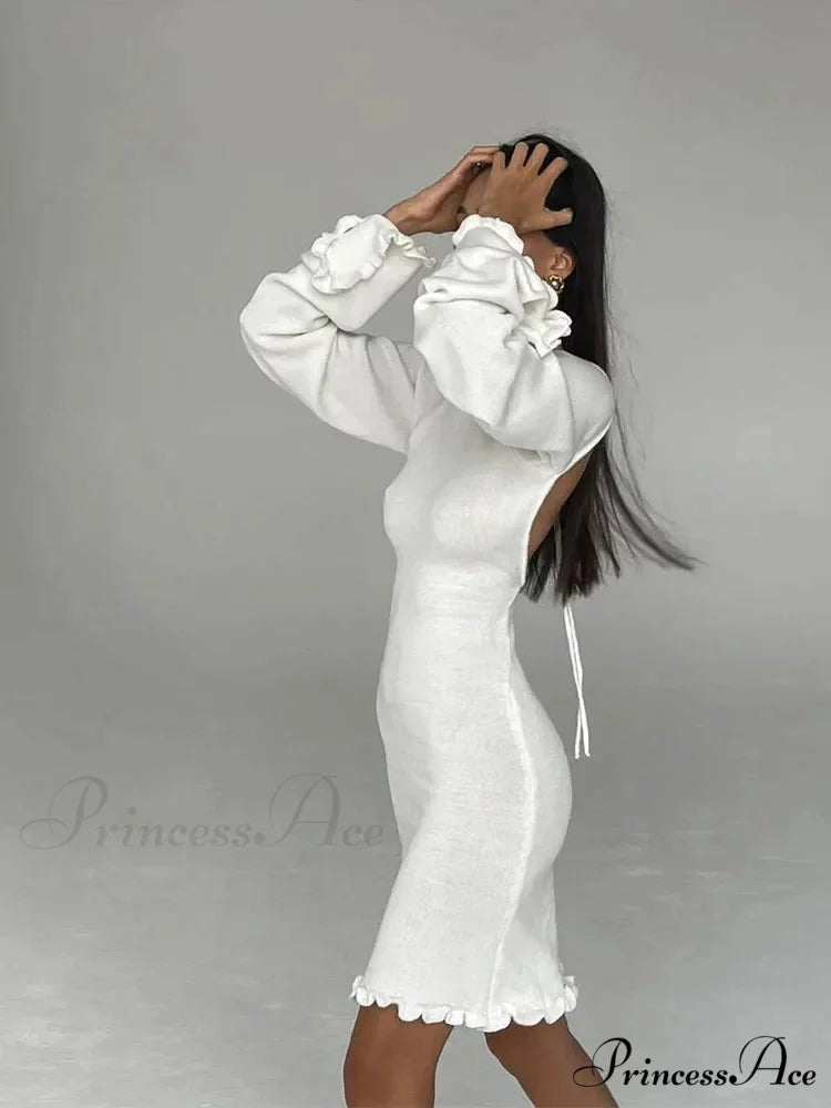 Solid Cotton Maxi Dress WHITE / S