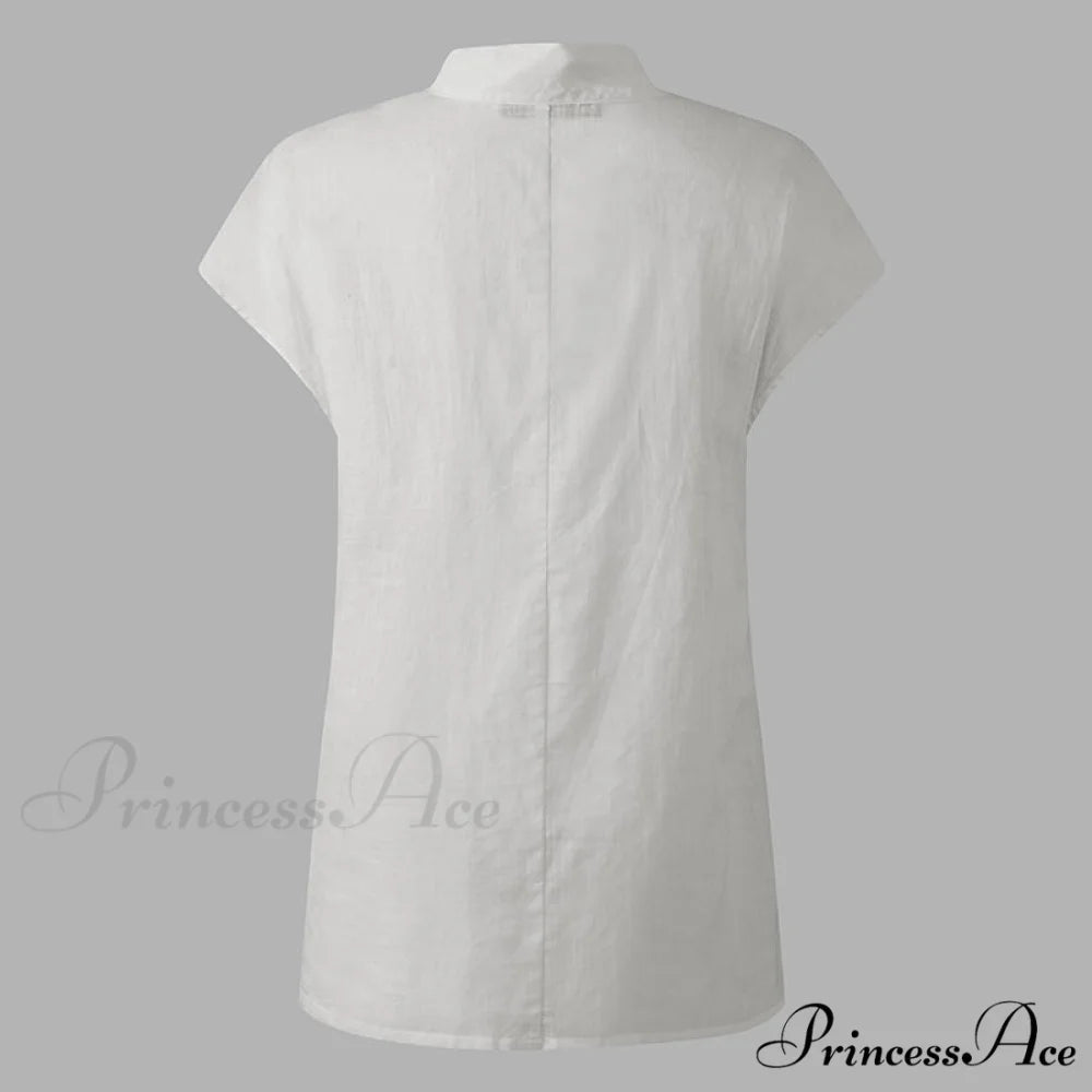 Solid Cotton Size Loose Blouses Stylish Plus Women Blusas Linen Arm Brief Tops Casual Tunic Warm-Season Femme