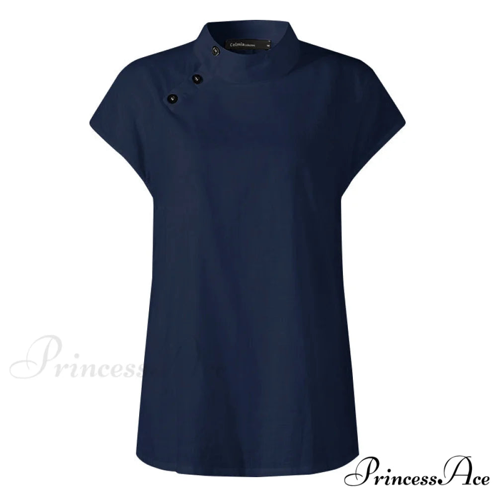 Solid Cotton Size Loose Blouses Stylish Plus Women Blusas Linen Arm Brief Tops Casual Tunic Warm-Season Femme