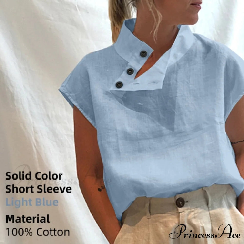 Solid Cotton Size Loose Blouses Stylish Plus Women Blusas Linen Arm Brief Tops Casual Tunic Warm-Season Femme Light