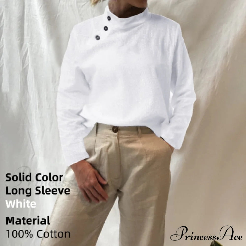 Solid Cotton Size Loose Blouses Stylish Plus Women Blusas Linen Arm Brief Tops Casual Tunic Warm-Season Femme Long