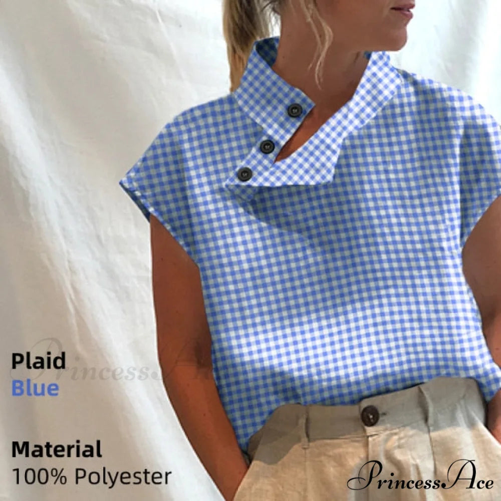 Solid Cotton Size Loose Blouses Stylish Plus Women Blusas Linen Arm Brief Tops Casual Tunic Warm-Season Femme Plaid